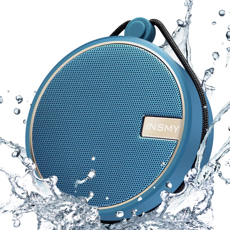 INSMY C12 IPX7 Waterproof Shower Bluetooth Speaker, Portable Small Speaker, Speakers Bluetooth Wireless Loud Clear Sound Support TF CSuard ction Cup for Outdoor Kayak Canoe Beach Gift (Navy) - Image 1